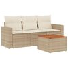 vidaXL 4 pcs conjunto de sof&aacute;s para jardim c/ almofad&otilde;es vime PE bege