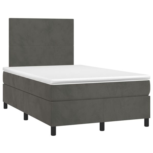 vidaXL Cama boxspring com colch&atilde;o 120x190 cm veludo cinzento-escuro