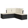 vidaXL 5 pcs conjunto sof&aacute;s de jardim com almofad&otilde;es vime PE preto