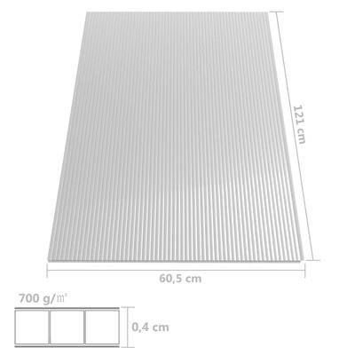 vidaXL Placas de policarbonato 28 pcs 4 mm 121x60 cm
