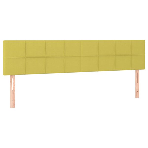 vidaXL Cabeceira de cama c/ luzes LED tecido 180x5x78/88 cm verde