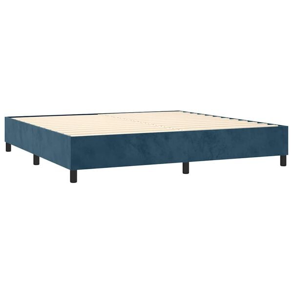 vidaXL Cama com molas/colch&atilde;o 90x190 cm veludo azul-escuro