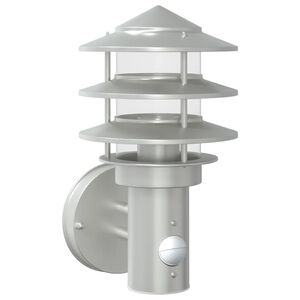 vidaXL Candeeiro de parede exterior com sensor a&ccedil;o inoxid&aacute;vel prateado