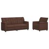 vidaXL Conjunto de Sof&aacute;s 2 pcs Castanho Couro Sint&eacute;tico