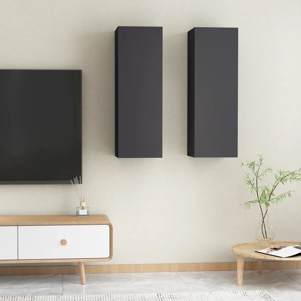 vidaXL M&oacute;veis de TV 2 pcs 30,5x30x90 cm derivados de madeira cinzento
