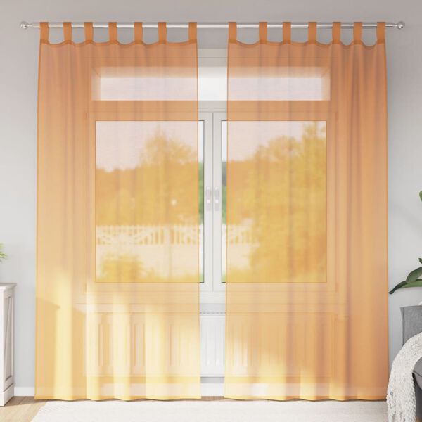 vidaXL Cortinas de voile com la&ccedil;os 2 pcs laranja 140x225 cm