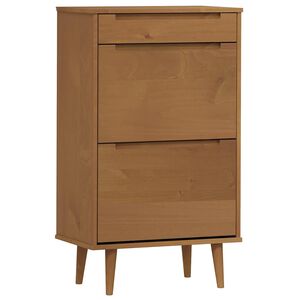 vidaXL Sapateira MOLDE 59,5x35x103 cm pinho maci&ccedil;o castanho