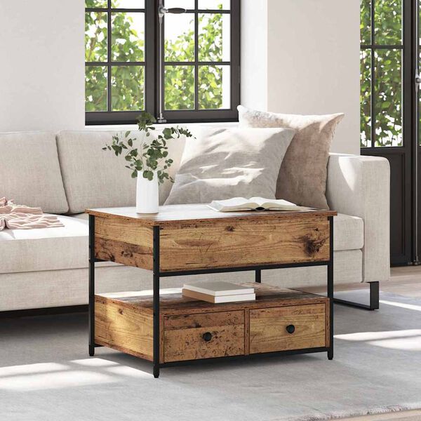 vidaXL Mesa de centro com gaveta Madeira Antiga 70 x 50 x 54.5 cm