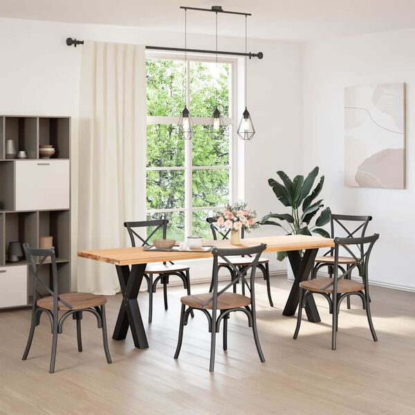 vidaXL P&eacute;s para mesa de jantar em formato de X, 2 pe&ccedil;as, preto, 50x(72-73) cm, a&ccedil;o