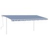 vidaXL Toldo retr&aacute;til manual com postes 5x3 m azul e branco