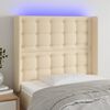 vidaXL Cabeceira cama c/ luzes LED tecido 103x16x118/128 cm cor creme