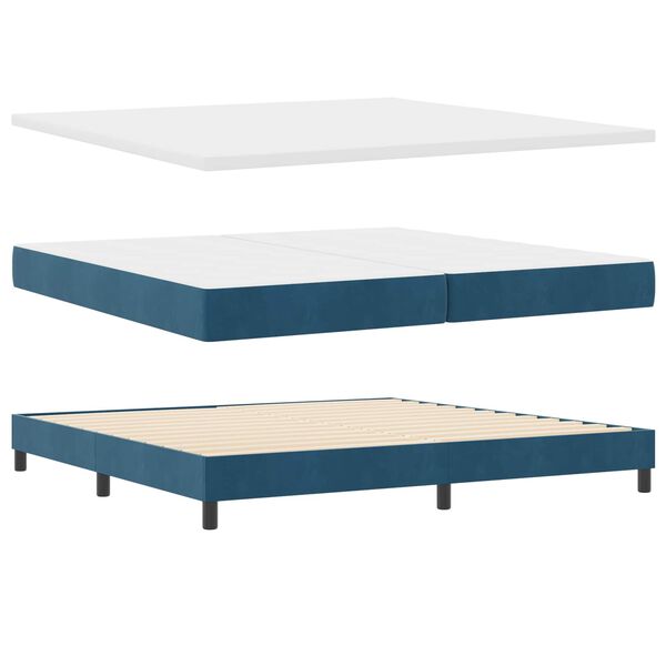 vidaXL Cama Box com colch&atilde;o Azul escuro 200 x 200 cm Veludo