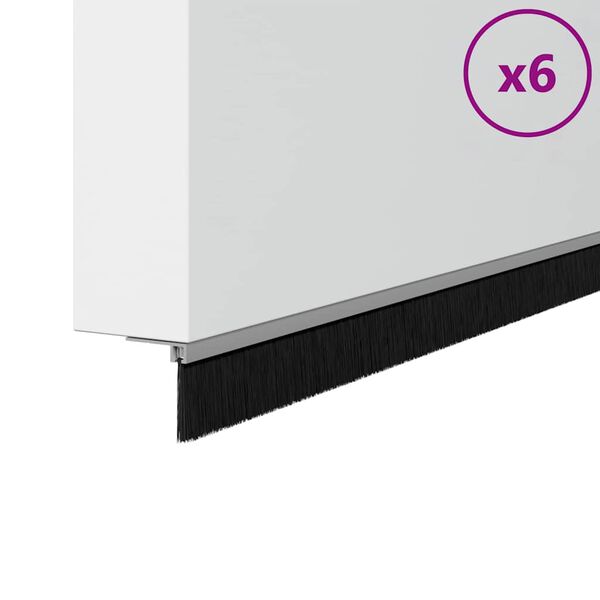 vidaXL Selos de Escovas para Porta com Parafuso 6 pcs Prateado 100 cm