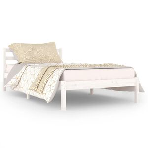 vidaXL Estrutura de cama 100x200 cm pinho maci&ccedil;o branco