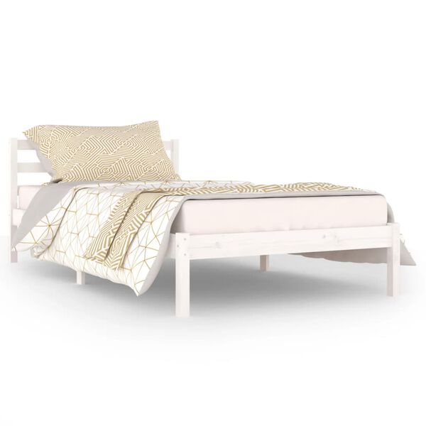 vidaXL Estrutura de cama 100x200 cm pinho maciço branco