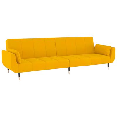 vidaXL Sofá-cama 2 lugares com duas almofadas veludo amarelo