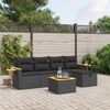 vidaXL 5 pcs conjunto sof&aacute;s de jardim com almofad&otilde;es vime PE preto