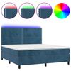 vidaXL Cama box spring c/ colch&atilde;o/LED 180x200 cm veludo azul-escuro