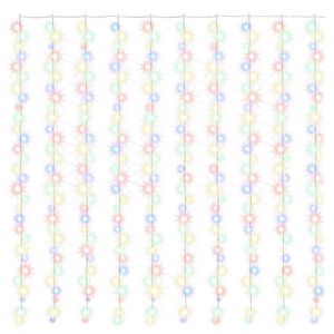 vidaXL Cortina ilumina&ccedil;&atilde;o 300 luzes LED 3x3 m 8 fun&ccedil;&otilde;es colorido
