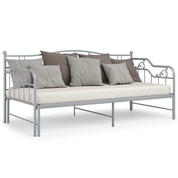 vidaXL Estrutura sofá-cama de puxar 90x200 cm metal cinzento