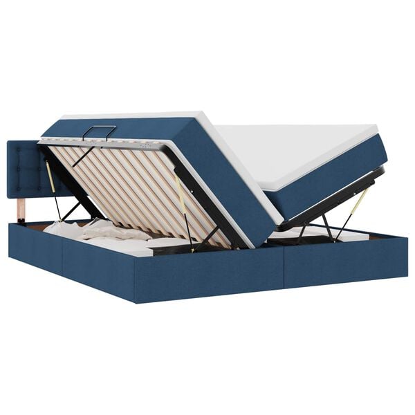 vidaXL Cama com Armazenamento Azul 180 x 200 cm Couro Sint&eacute;tico