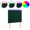 vidaXL Cabeceira de cama c/ LED veludo 80x5x118/128 cm verde-escuro