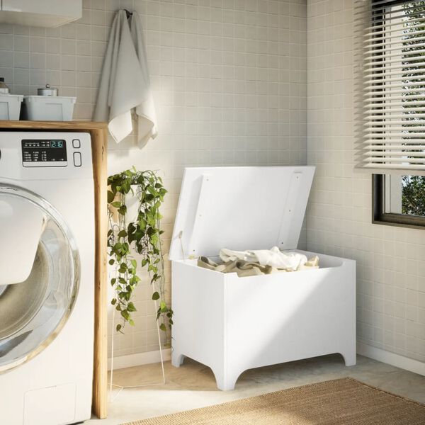 vidaXL Caixa de arruma&ccedil;&atilde;o c/ tampa RANA 80x49x54cm pinho maci&ccedil;o branco