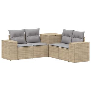vidaXL Conjunto de Sof&aacute;s 5 unid. Bege e Cinza Claro 200 x 200 x 85 cm