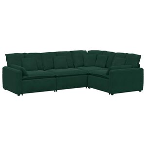 vidaXL Sof&aacute; modular com almofadas veludo verde-escuro
