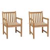 vidaXL Cadeiras de jardim c/ almofad&otilde;es beges 2 pcs teca maci&ccedil;a