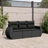 vidaXL 3 pcs conjunto sofás de jardim com almofadões vime PE preto