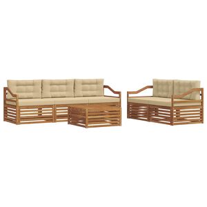 vidaXL Conjunto de Sof&aacute;s para Exterior 6 pcs Natural e Bege
