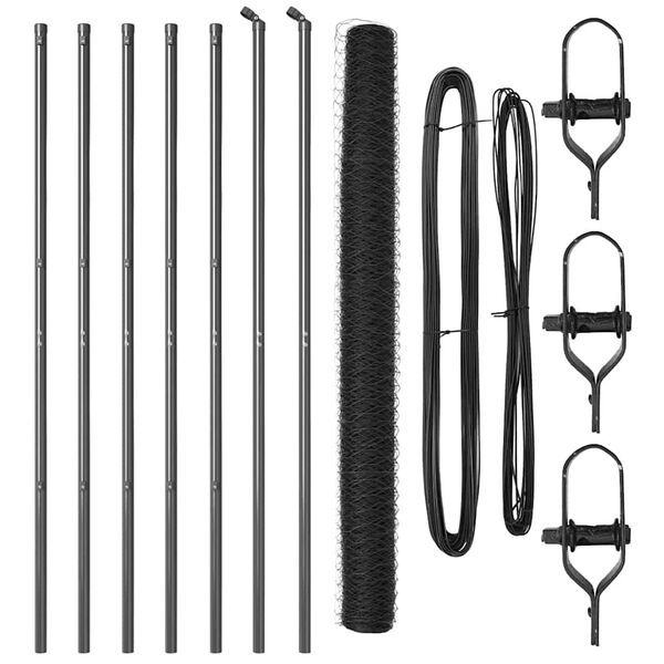 vidaXL Poste de Cerca Cinzeto 10 x 1,6 m (malha de 50 mm) A&ccedil;o e PVC