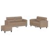 vidaXL 3 pcs conjunto sof&aacute;s c/ almofad&otilde;es couro artificial cappuccino