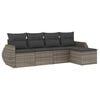 vidaXL 5 pcs conjunto sof&aacute;s de jardim c/ almofad&otilde;es vime PE cinzento