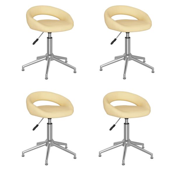 vidaXL Cadeiras de jantar girat&oacute;rias 4 pcs couro art. creme