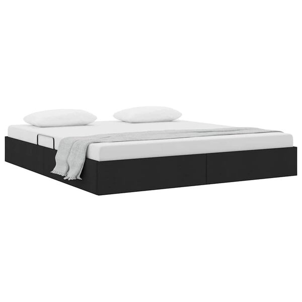vidaXL Cama com Armazenamento com cabeceira Preto 180 x 200 cm tecido