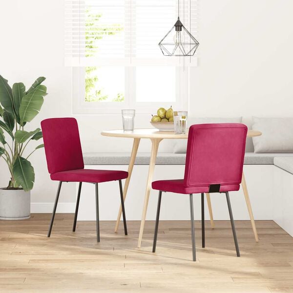 vidaXL Cadeiras de jantar 2 pcs veludo vermelho tinto