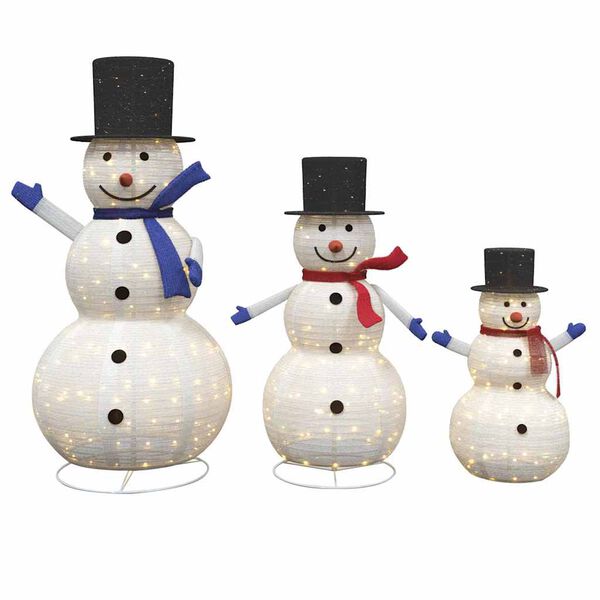 vidaXL Fam&iacute;lia de Bonecos de Neve de Natal 3 pcs Branco quente tecido