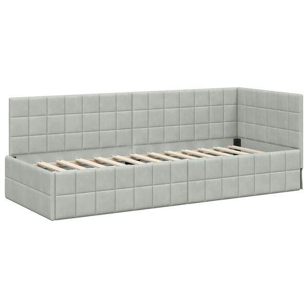vidaXL Estrutura de Cama de Canto Cinzento-claro 80 cm x 200 cm Veludo