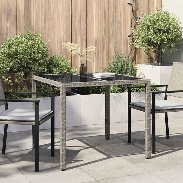 vidaXL Mesa de Jantar para Jardim Cinzeto 90 x 90 x 75 cm vime PE