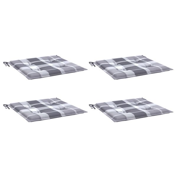 vidaXL Almofadões cadeiras jardim 4pcs tecido oxford xadrez cinzento