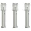 vidaXL Candeeiro ch&atilde;o exterior c/ sensor 3 pcs 60cm a&ccedil;o inox. prateado