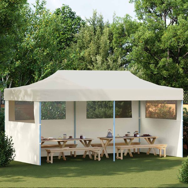vidaXL Tenda de Festa Creme 291 x 580 x 315 cm Tecido Oxford