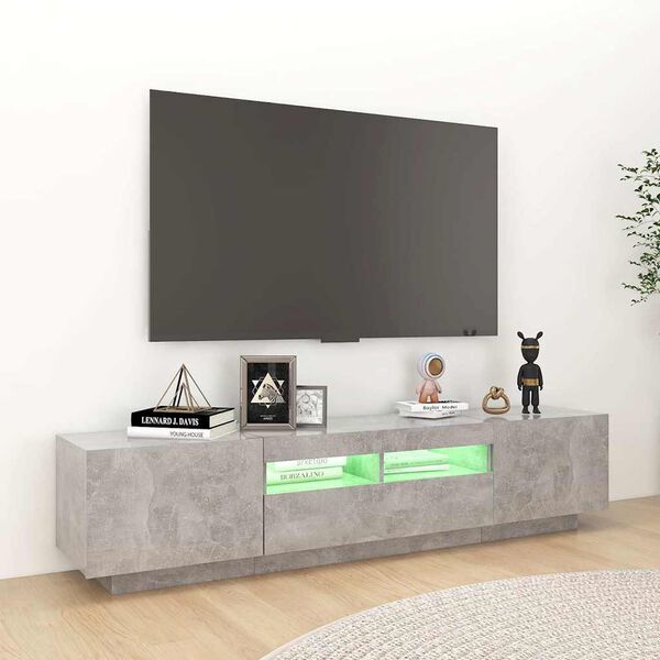 vidaXL M&oacute;vel de TV com luzes LED 180x35x40 cm cinzento cimento