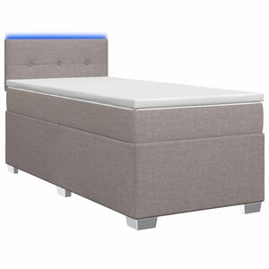 vidaXL Cama Box Spring com Colch&atilde;o e LED Cinzento-acastanhado Tecido