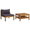 vidaXL Conj. sof&aacute;s de jardim 2 pcs c/ almofad&otilde;es cinza-escuro ac&aacute;cia