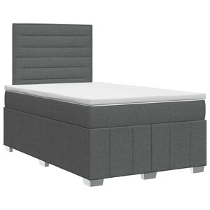 vidaXL Cama box spring com colch&atilde;o Cinzento-Escuro 120 x 190 cm Tecido