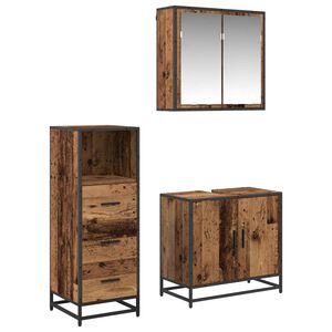 vidaXL Conjunto de M&oacute;veis para Banheiro com porta 3 pcs Madeira Antiga