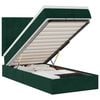 vidaXL Estrutura de cama otomana colch&otilde;es 90x200cm veludo verde escuro